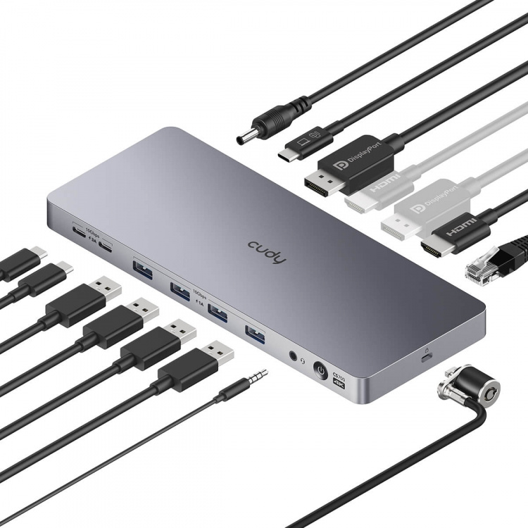CUDY Dockningsstation CS700 10Gbps USB-C Dual 4K 150W