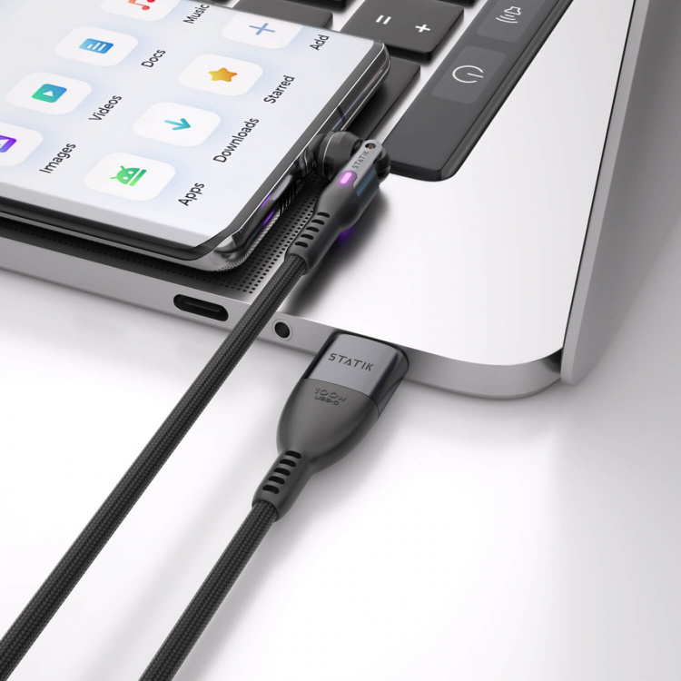 STATIK Kabel PowerPivot Pro Nylonflätad USB-C Till USB-C Svart 1m