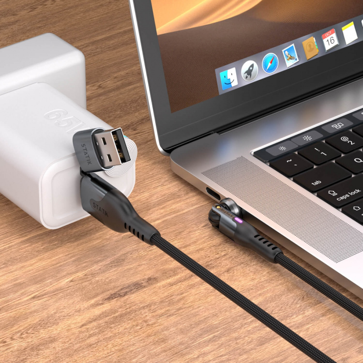 STATIK Kabel PowerPivot Pro Nylonflätad USB-C Till USB-C Svart 1m