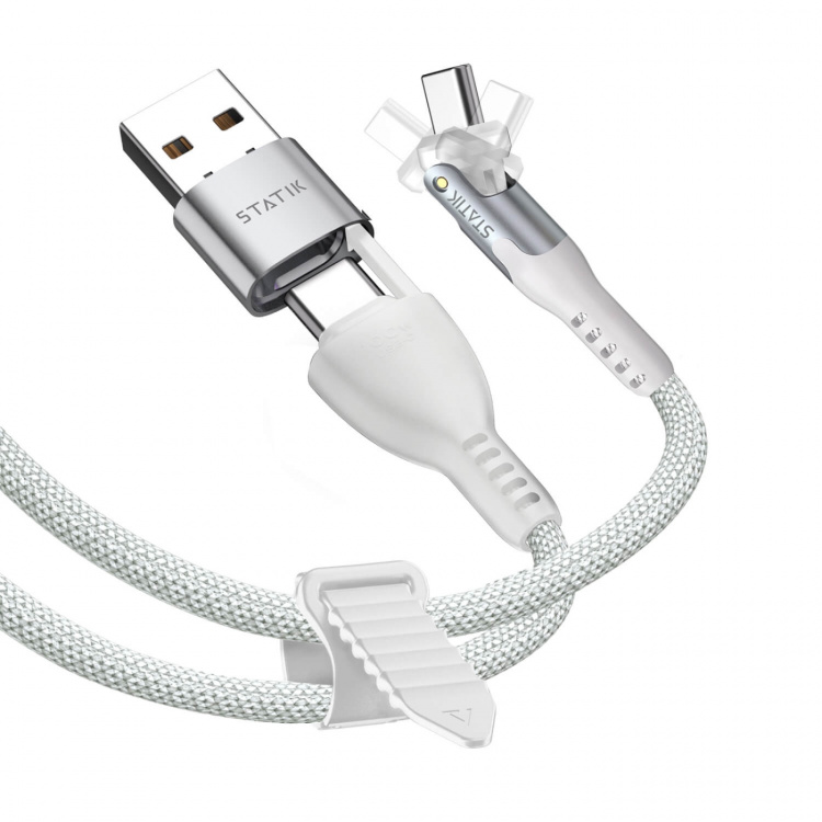 STATIK Kabel PowerPivot Pro Nylonflätad USB-C Till USB-C Vit 1m