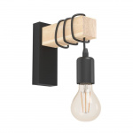 EGLO TOWNSHEND wandlamp in zwart en FSC-gekeurd hout