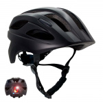 Crazy Safety Zwarte S.W.A.T Fietshelm voor kinderen 6-12 jaar met USB oplaadbaar ingebouwd rood LED licht - Zwart - M (54-58cm)