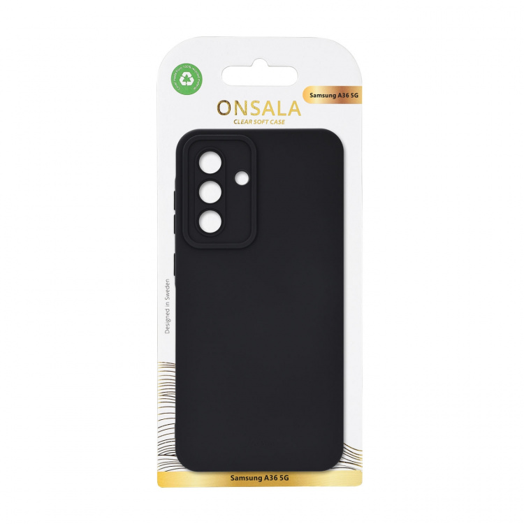 Onsala Mobilskal Samsung A36 5G Baksida med Silikonkänsla Återvunnen Svart Onsala Mobilskal Samsung A36 5G Baksida med Silikonkänsla Återvunnen Svart