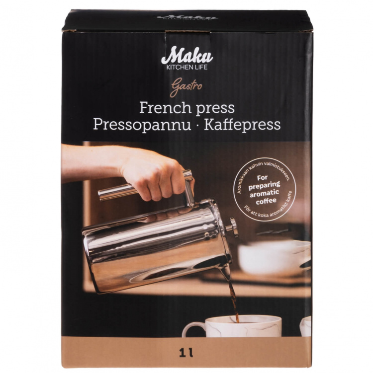 Maku Kaffepress Gastro Stål 1L