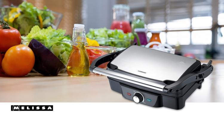 MELISSA Panini / Tafelgrill 1600W Zwart / Roestvrijstalen bovenbehuizing MELISSA Panini / Tafelgrill 1600W Zwart / Roestvrijstalen bovenbehuizing