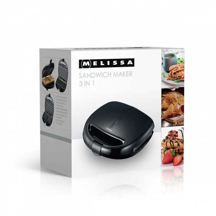 MELISSA 3 in 1 afneembaar tosti-apparaat 850W Zwart MELISSA 3 in 1 afneembaar tosti-apparaat 850W Zwart