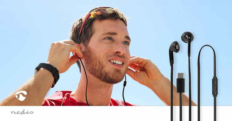 Nedis Bedrade Koptelefoon | USB-C™ | Kabellengte: 1.20 m | Ingebouwde microfoon | Volumebediening | Zwart