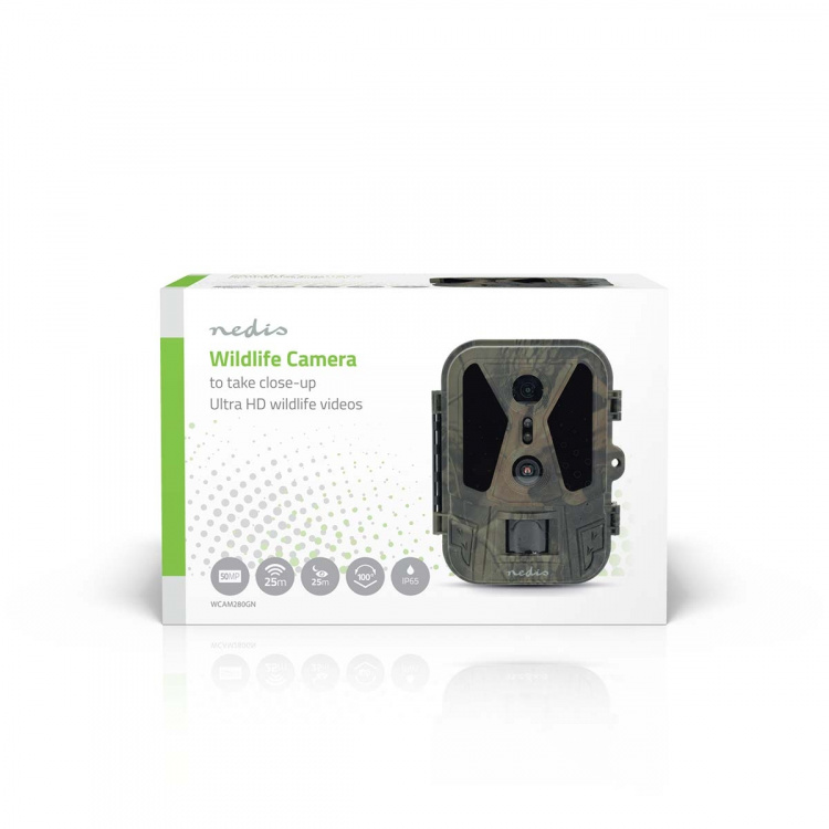 Nedis Wildcamera | 4K@10fps | 50 MPixel | 8 MPixel CMOS | IP65 | Zwart No-Glow IR | Nachtzicht | Kijkhoek: 100 ° | Bewegingssensor | Detectiehoek: 120 ° | Detectiebereik: 25 m | Scherm grootte: 2.4  Nedis Wildcamera | 4K@10fps | 50 MPixel | 8 MPixel CMOS | IP65 | Zwart No-Glow IR | Nachtzicht | Kijkhoek: 100 ° | Bewegingssensor | Detectiehoek: 120 ° | Detectiebereik: 25 m | Scherm grootte: 2.4