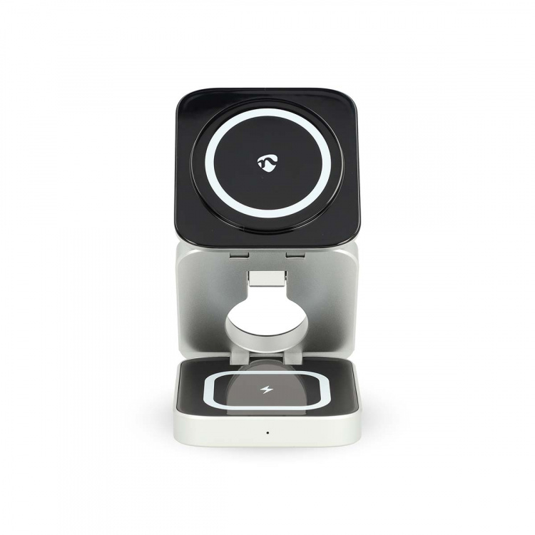 Nedis Draadloze Oplader | 3-in-1 | 2.5 / 5 / 15 W | LED-indicatie in gebruik | Inclusief kabel | USB-A / USB-C™ | 1.50 m