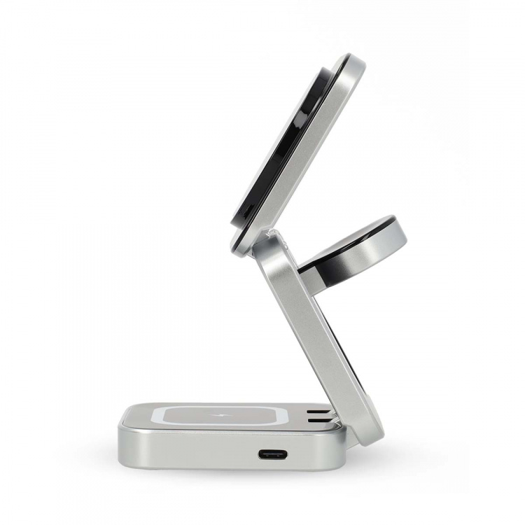 Nedis Draadloze Oplader | 3-in-1 | 2.5 / 5 / 15 W | LED-indicatie in gebruik | Inclusief kabel | USB-A / USB-C™ | 1.50 m