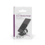 Nedis Draadloze Oplader | 3-in-1 | 2.5 / 5 / 15 W | LED-indicatie in gebruik | Inclusief kabel | USB-A / USB-C™ | 1.50 m
