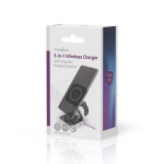 Nedis Draadloze Oplader | 3-in-1 | 2.5 / 5 / 15 W | LED-indicatie in gebruik | Inclusief kabel | USB-A / USB-C™ | 1.50 m