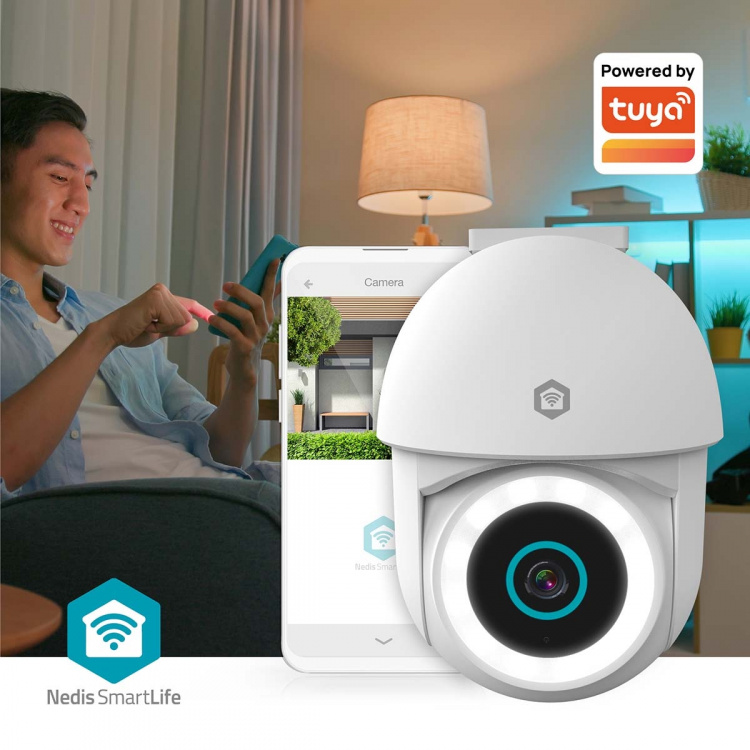 Nedis SmartLife Camera voor Buiten | Spotlight | 3MP Full HD 1296p | Pan tilt | IP65 | Cloud Opslag (optioneel) / microSD (niet inbegrepen) / Onvif | 5 V DC | Met bewegingssensor | Nachtzicht | Wit Nedis SmartLife Camera voor Buiten | Spotlight | 3MP Full HD 1296p | Pan tilt | IP65 | Cloud Opslag (optioneel) / microSD (niet inbegrepen) / Onvif | 5 V DC | Met bewegingssensor | Nachtzicht | Wit