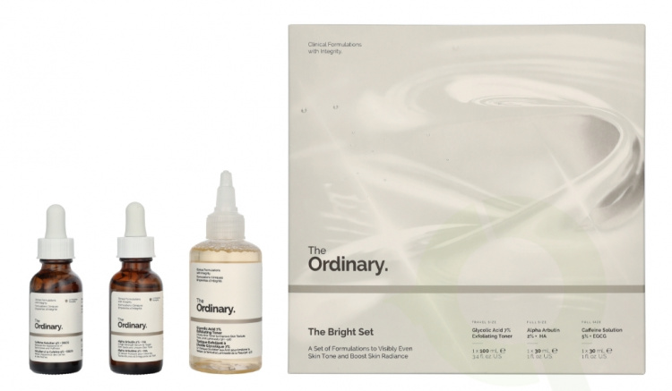 The Ordinary The Bright Set 160 ml Glycolic Acid 7% Exfoliating Toner 100ml/Alpha Arbutin 2% + HA 30ml/Caffeine Solution 5% 30ml