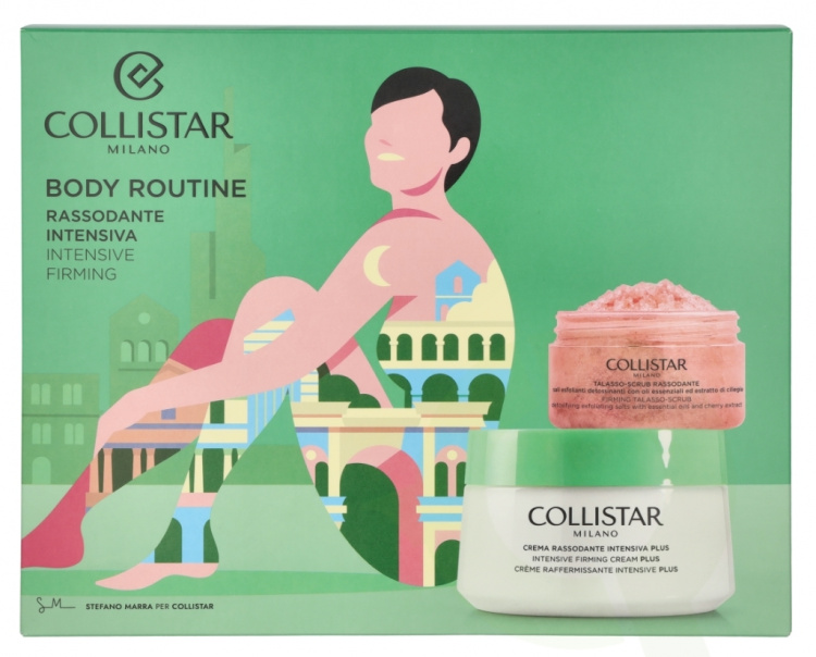 Collistar Body Routine Intensive Firming Set 550 ml Cream Plus 400ml/Firming Thalasso-Scrub 150 ml/Travel bag