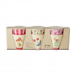 RICE Melamine bekers met Happy Forest prints - Roze - Klein
