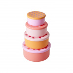 RICE Ronde plastic voedseldozen met hartjesprint - set van 4