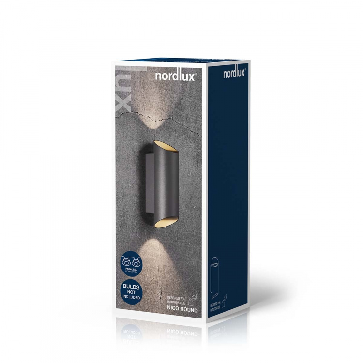 Nordlux Nico Ronde 22 Wandlamp Zwart