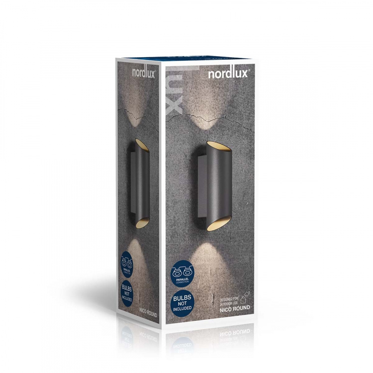 Nordlux Nico Ronde 22 Wandlamp Zwart