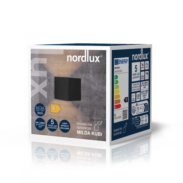 Nordlux Milda kubi Wandlamp Zwart