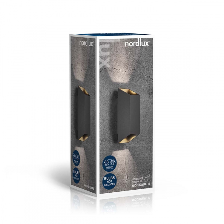 Nordlux Nico Square 22 Wandlamp Zwart