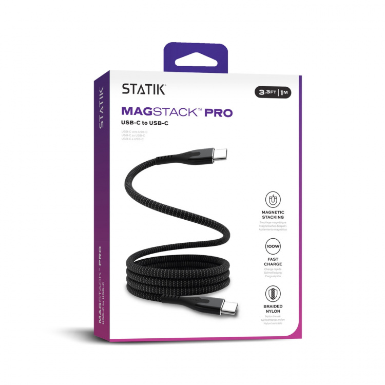 STATIK Magnetisk Kabel Magstack Pro USB-C Till USB-C Svart 1m