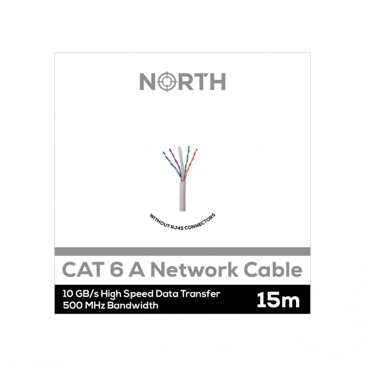 North Nätverkskabel Cat6A UTP Vit 15m kontaktlös Solid 10Gb/s 500MHz 26awg CM North Nätverkskabel Cat6A UTP Vit 15m kontaktlös Solid 10Gb/s 500MHz 26awg CM
