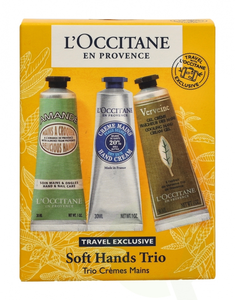 L\'Occitane Soft Hands Trio Set 90 ml Shea Hand Cream 30ml/Almond Hand Cream 30ml/Verbena Hand Cream 30ml