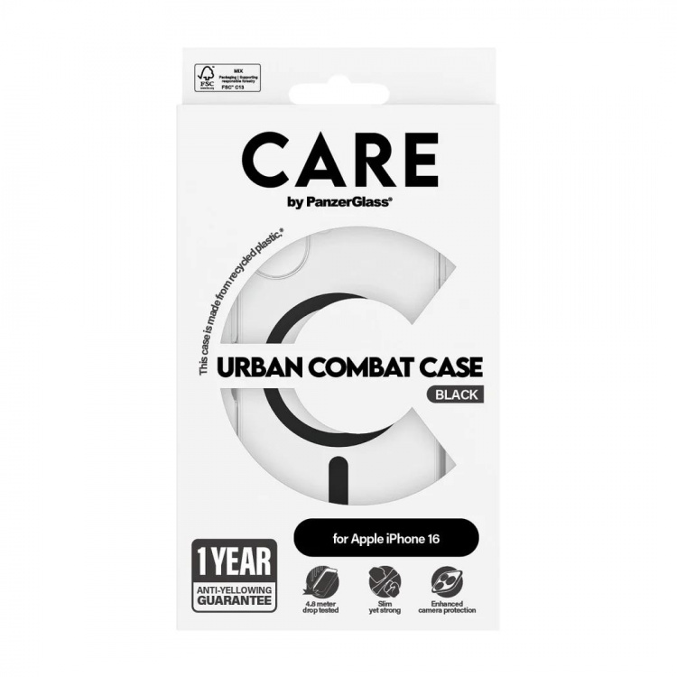 PanzerGlass CARE Urban Combat Case Magsafe Black for Apple iPhone 16, 15