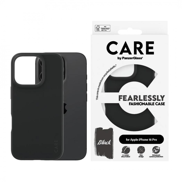 PanzerGlass CARE Fashionable Case for iPhone 16 Pro Black PanzerGlass CARE Fashionable Case for iPhone 16 Pro Black