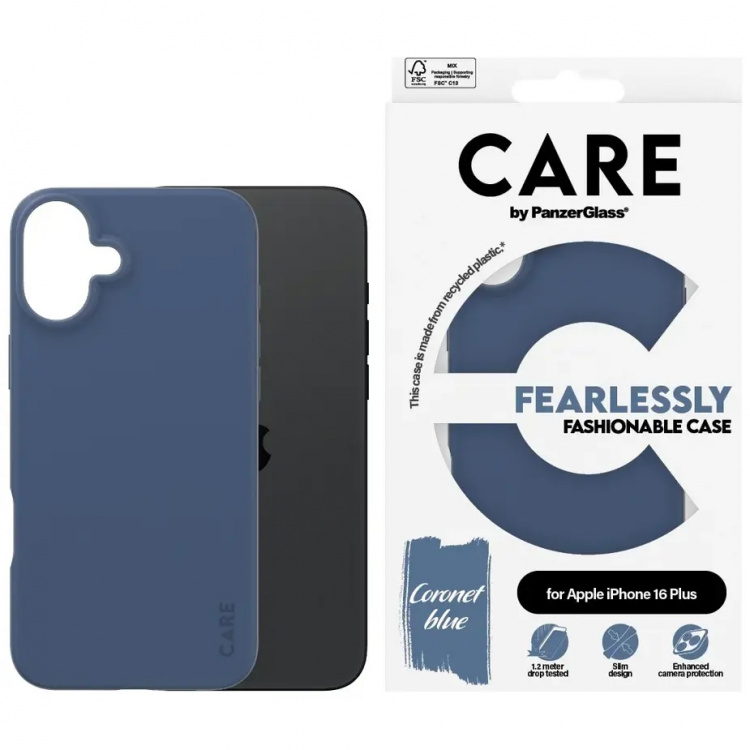 PanzerGlass CARE Fashionable case for iPhone 16 Plus Blue
