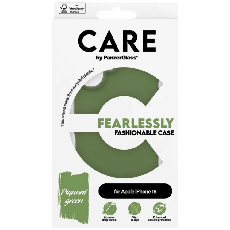 PanzerGlass CARE Fashionable Case for iPhone 16 Green