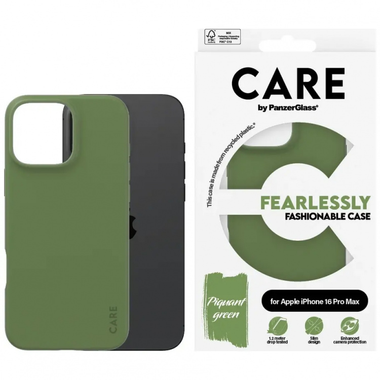 PanzerGlass CARE Fashionable Case for iPhone 16 Pro Max Green