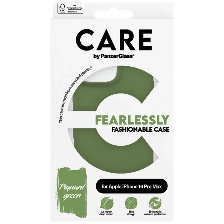 PanzerGlass CARE Fashionable Case for iPhone 16 Pro Max Green