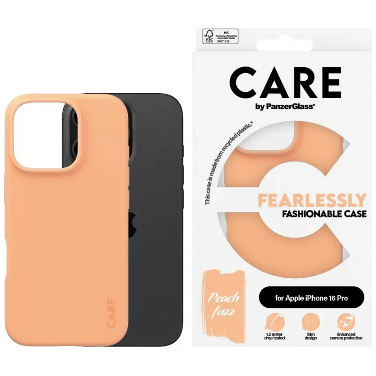 PanzerGlass CARE Fashionable Case Peachy for iPhone 16 Pro Peach