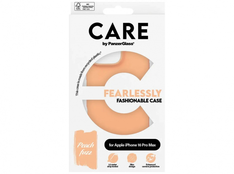 PanzerGlass CARE Fashionable Case Peachy for iPhone 16 Pro Max Peach