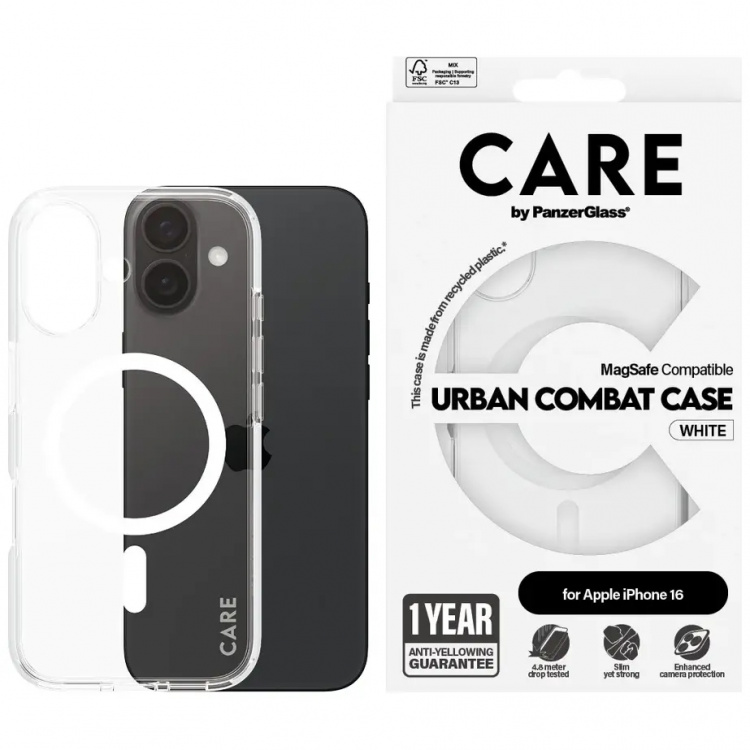 PanzerGlass CARE Urban Combat Case Magsafe White for Apple iPhone 16