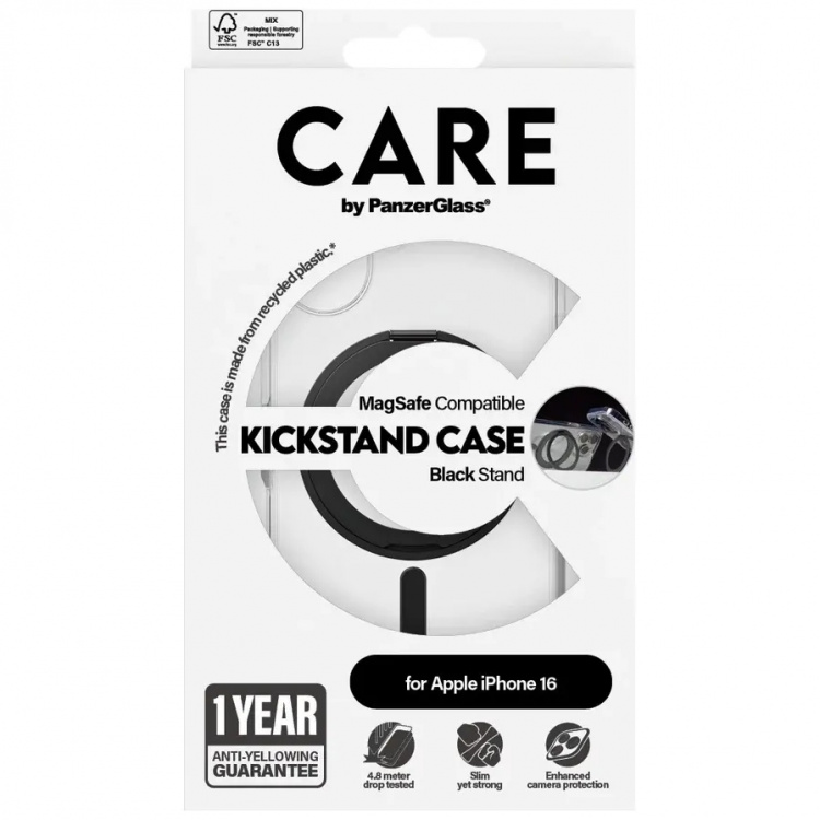 PanzerGlass CARE Kickstand Black for Apple iPhone 16
