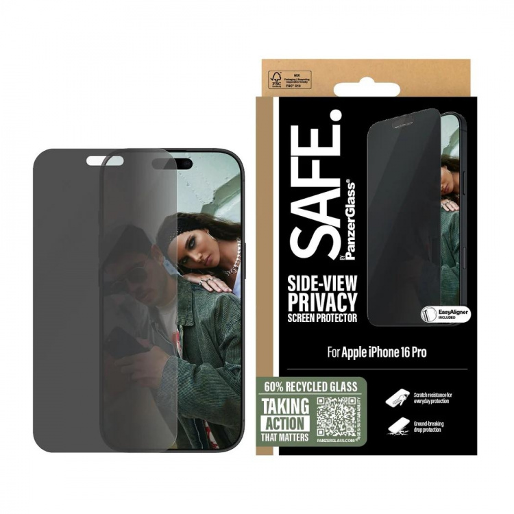 PanzerGlass SAFE. Privacy Screen Protector Apple iPhone 16 Pro 6.3 | Ultra-Wide Fit PanzerGlass SAFE. Privacy Screen Protector Apple iPhone 16 Pro 6.3 | Ultra-Wide Fit
