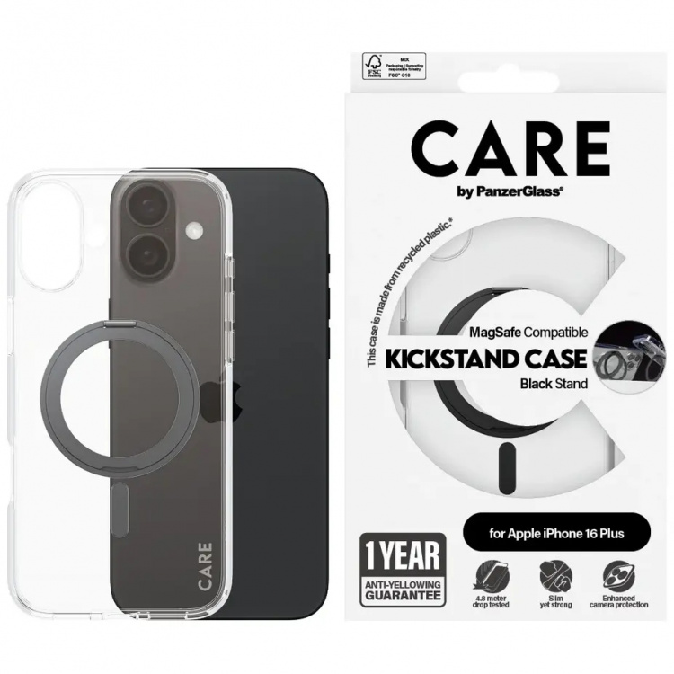 PanzerGlass CARE Kickstand Black for Apple iPhone 16 Plus PanzerGlass CARE Kickstand Black for Apple iPhone 16 Plus