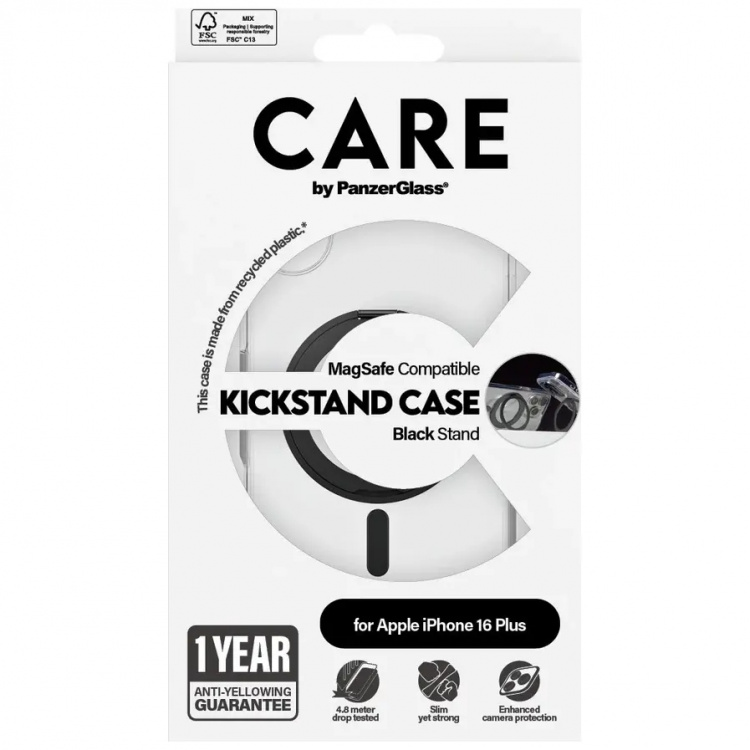 PanzerGlass CARE Kickstand Black for Apple iPhone 16 Plus PanzerGlass CARE Kickstand Black for Apple iPhone 16 Plus