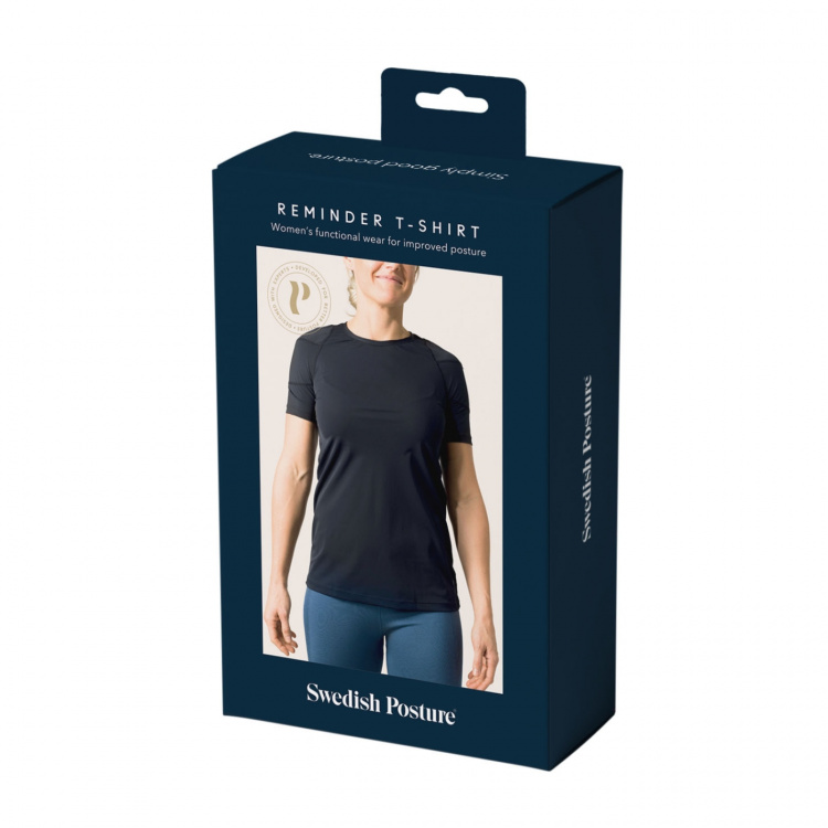 SWEDISH POSTURE T-shirt Dam Posture Reminder Svart S SWEDISH POSTURE T-shirt Dam Posture Reminder Svart S