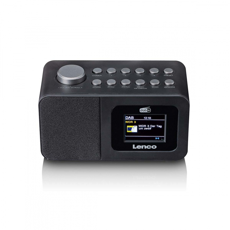 Lenco DAB+/FM Radio wekker met kleurendisplay, sleeptimer en dubbele alarmfunctie Zwart