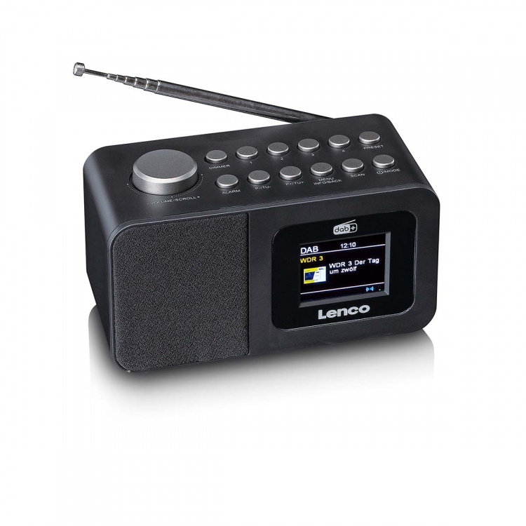 Lenco DAB+/FM Radio wekker met kleurendisplay, sleeptimer en dubbele alarmfunctie Zwart