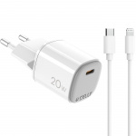 Celly USB-laddare GaN 1 x USB-C PD 20W + Lightning-kabel