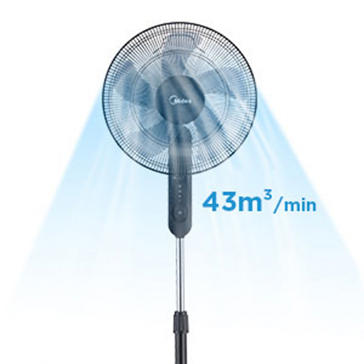 Midea Golvfläkt 3 Hastigheter och Fjärrkontroll, Svart