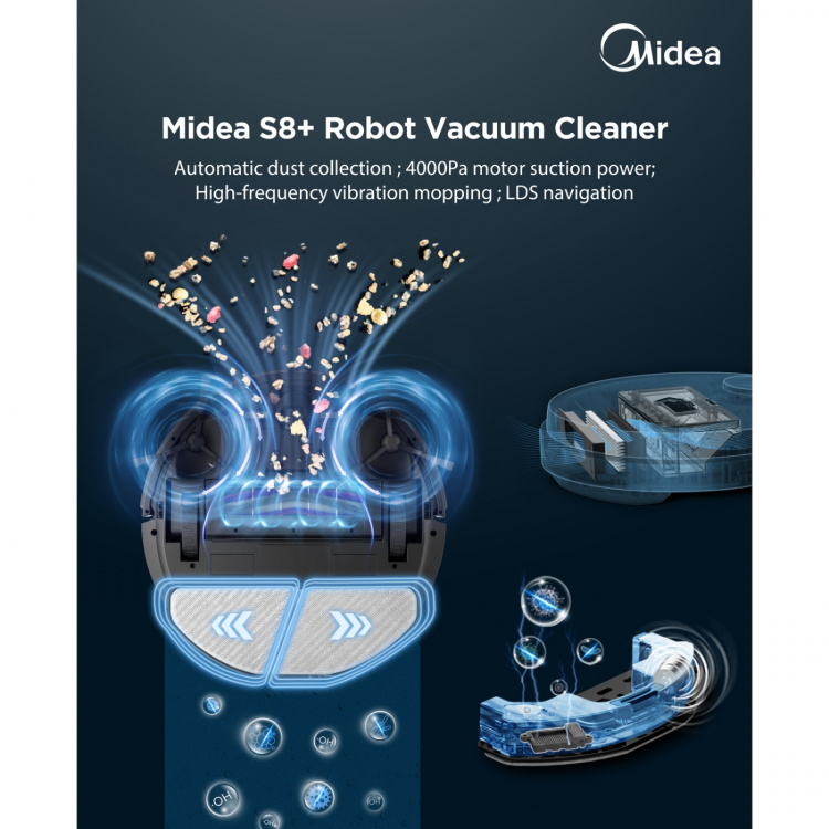 Midea Robotdammsugare S8+ med Dockningstation Midea Robotdammsugare S8+ med Dockningstation