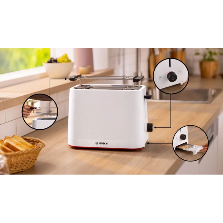 Bosch Brödrost TAT3M121 Vit 950W Bagels Funktion Bosch Brödrost TAT3M121 Vit 950W Bagels Funktion