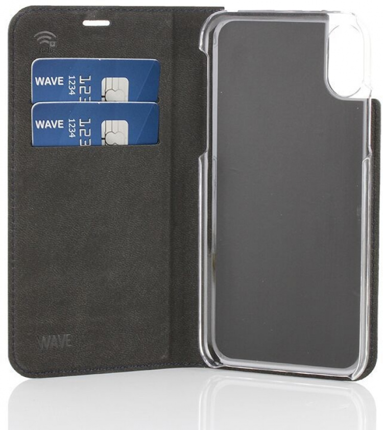 Wave BookCase beschermhoes, iPhone X / Xs, donkerblauw