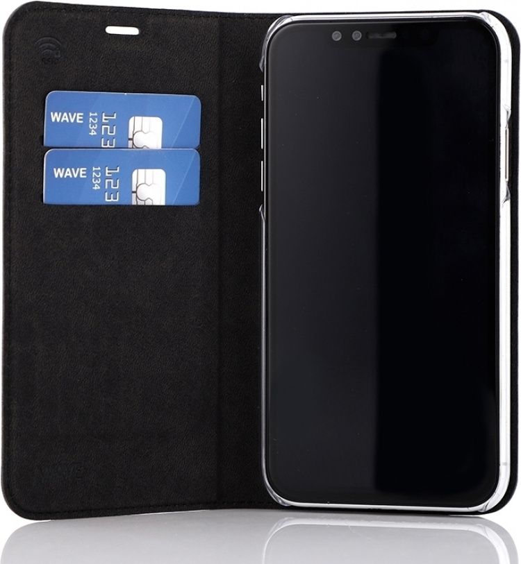 Wave BookCase beschermhoes, iPhone XR, zwart